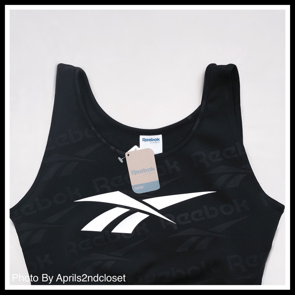 REEBOK BLACK CROP TANK TOP BRALETTE - Picture 5 of 7